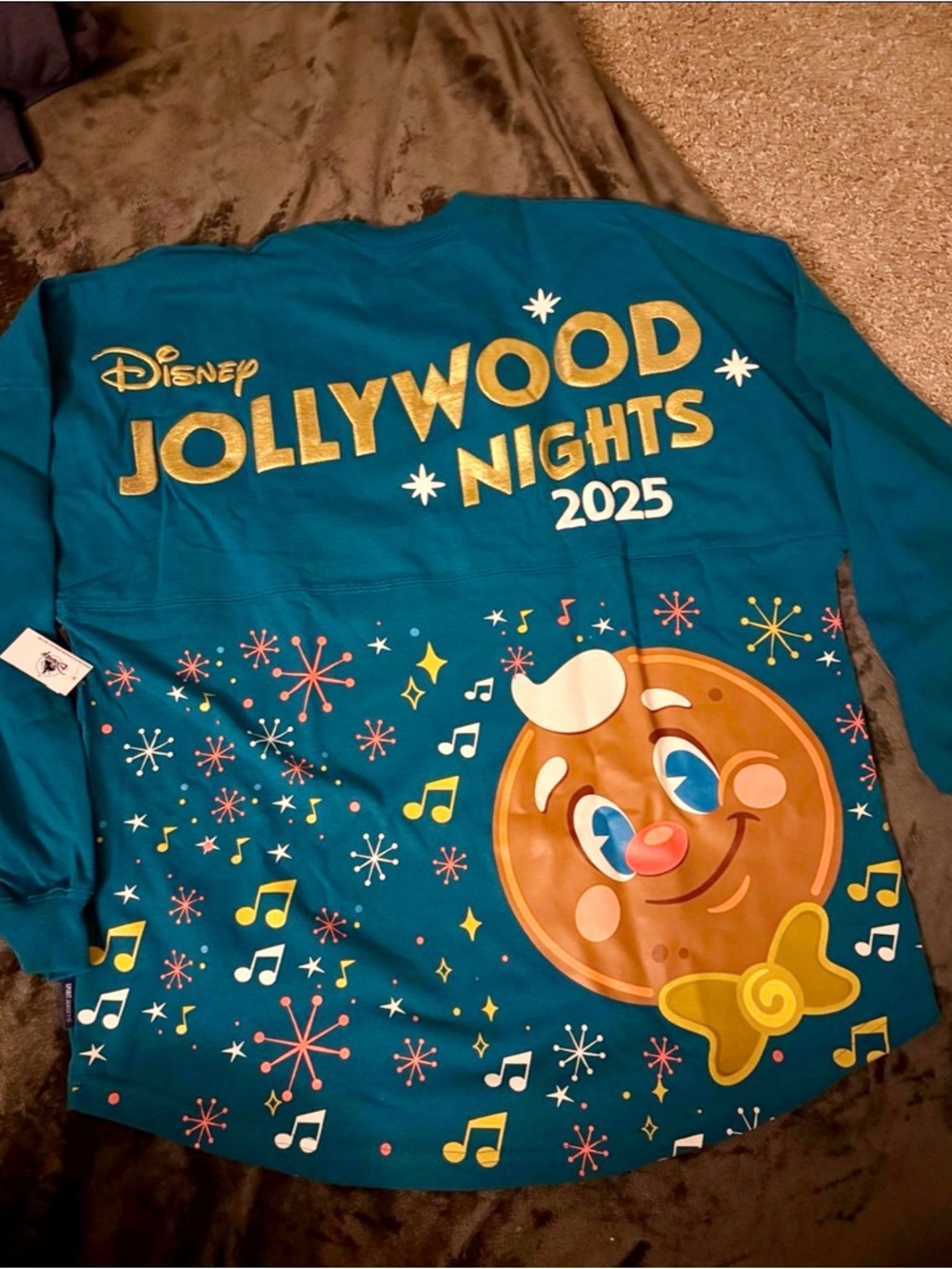 Disney Teal JOLLYWOOD NIGHTS 2025 Spirit Jersey with Gold Lettering - Size M